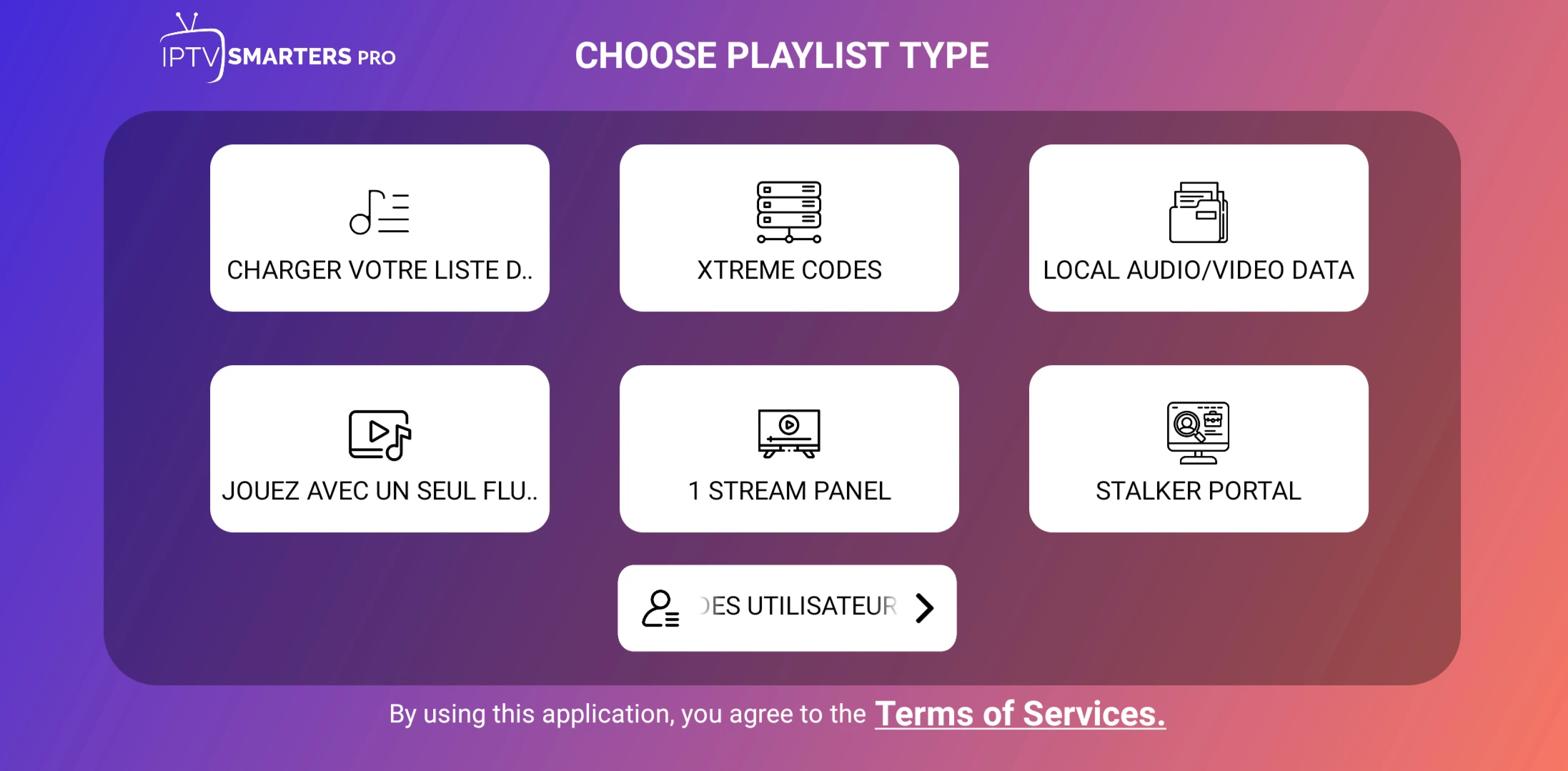 Choisir le type de playlist – Xtream Codes (Android)