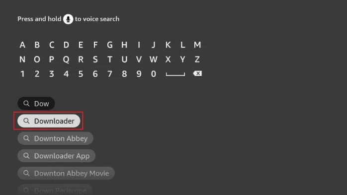Recherche de l’application Downloader sur Fire TV Stick