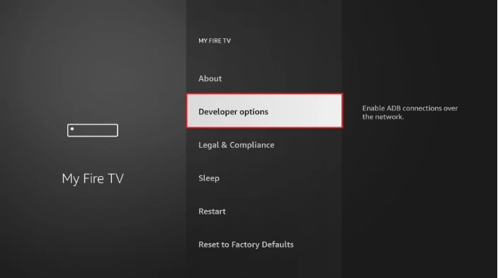 Options pour les développeurs sur Fire TV Stick